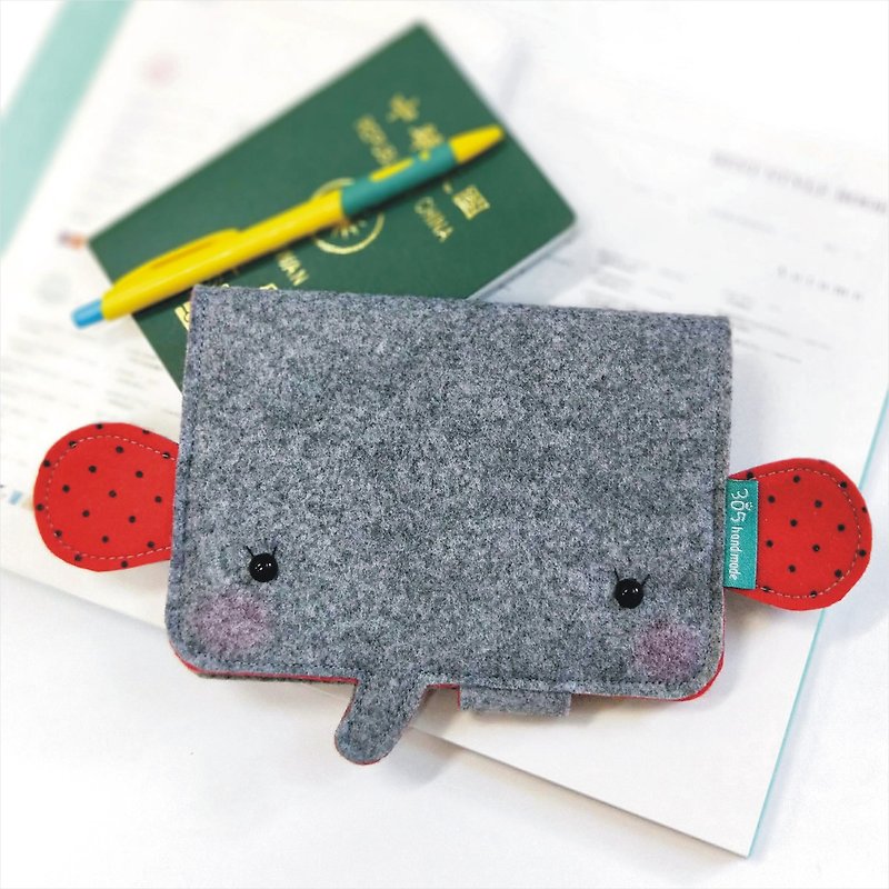 Balloon-Elephant Passport Case (red and black dots) - Passport Holders & Cases - Other Materials Gray
