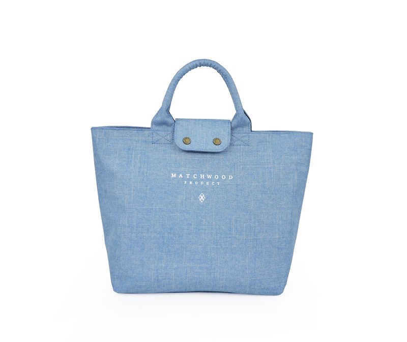 Matchwood vintage tote bag 女孩 小托特包 淺藍丹 - 手提包/手提袋 - 防水材質 藍色