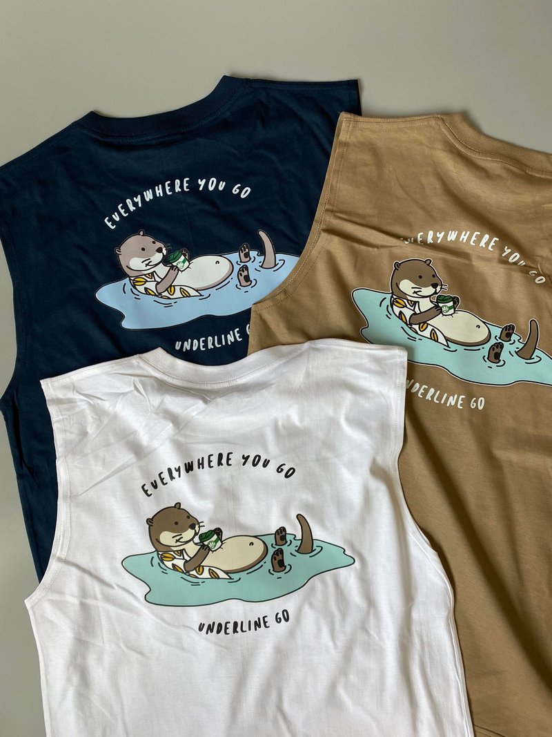 Otter Swim コットンアンダーラインゴータンクトップ / 2色 - Tシャツ メンズ - コットン・麻 ホワイト