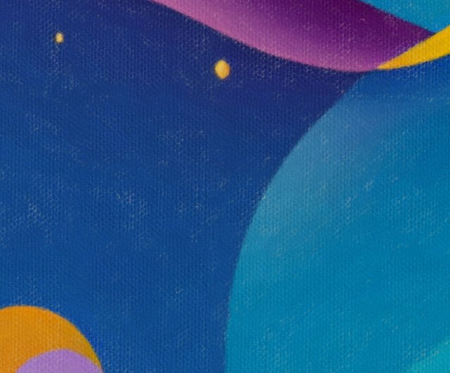 アクリル画　無題 幾何学的な抽象アート キャンバスに青いアクリル絵の具