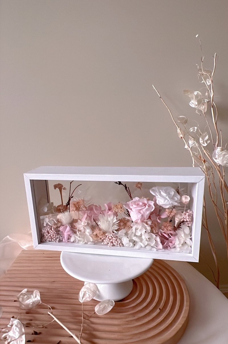 Stay-Yi Pink Preserved Flowers, Dried Flowers, Photo Frames, Valentine's Day Gift Box, Customized Exchange Gifts - ช่อดอกไม้แห้ง - พืช/ดอกไม้ สึชมพู