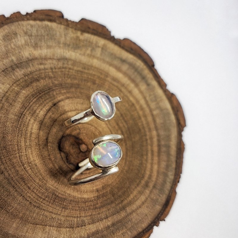 Shiqing Metalworking | The Birth of October | Opal Silver - แหวนทั่วไป - เงินแท้ สีเงิน