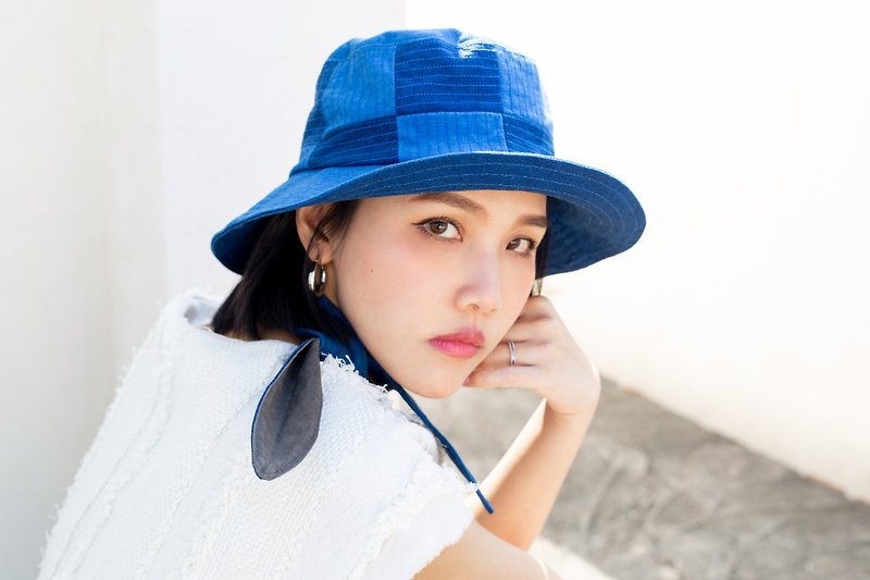 【STARDU】藍染格子漁夫帽子 | 男女通用