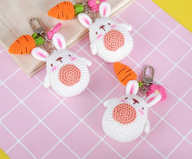 Creative Houndstooth Fashion Bunny Doll Key Chain Cute Temperament Rabbit  Plush Doll Woman Bag Pendant Gift Keychain Charms