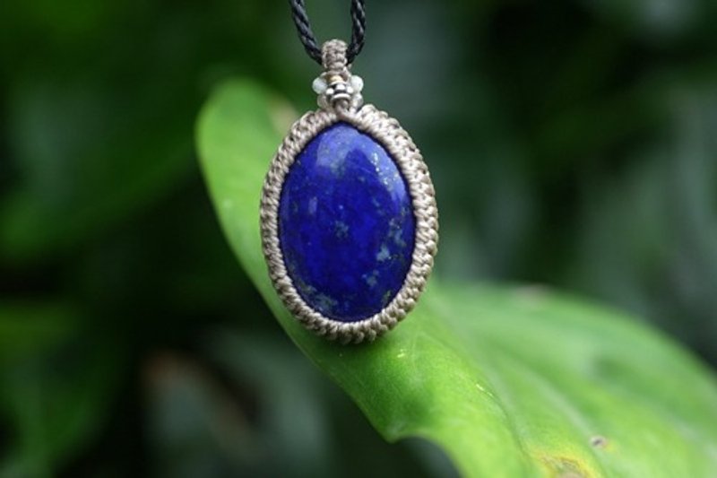 Memory of the Night Sky Lapis Lazuli Macramé Necklace 1851 - Necklaces - Gemstone 