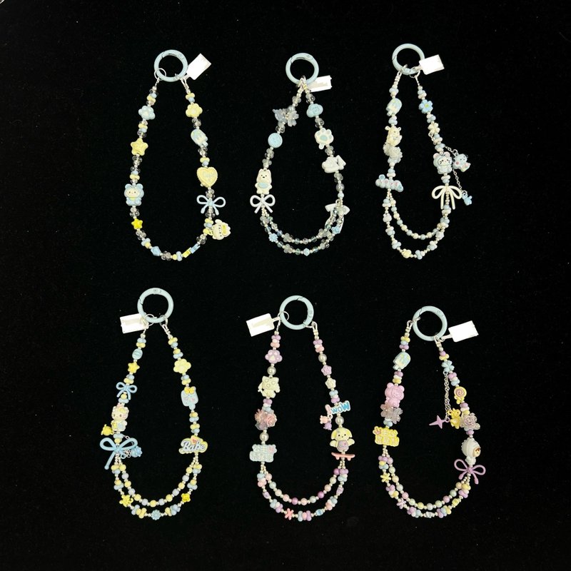 金屬珠細款手機鍊/設計師款/台灣手工原創【海洋感】 - 手機掛繩/背帶 - 其他金屬 