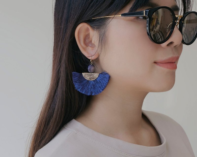PP island earrings (clip-on / piercing) - 耳環/耳夾 - 其他材質 藍色