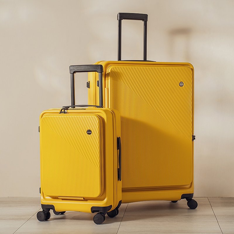 [Pre-order] 20+29-inch front-loading suitcase/carry-on suitcase-Xiaobing Huang Group - Luggage & Luggage Covers - Plastic Yellow