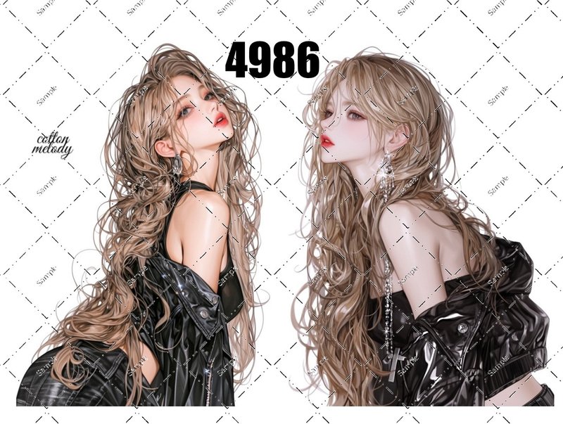 original sticker no.4986 人物ステッカー オリジナルステッカー オリジナル人物ステッカー 装飾ステッカー cotton melody - 貼紙 - 紙 