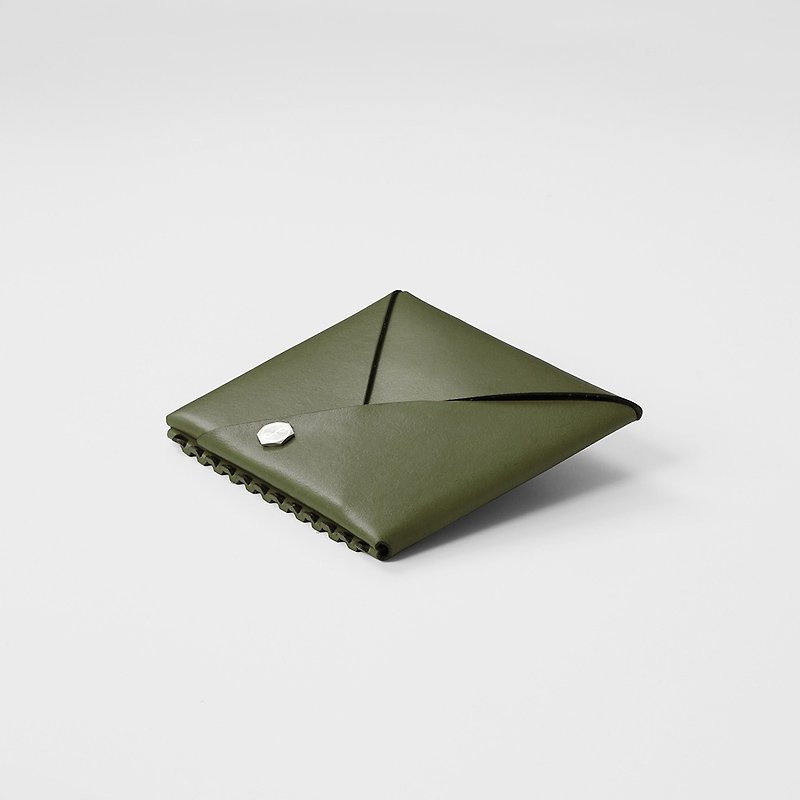 ENVELOPE WALLET_Olival Green【Finish Product】 - กระเป๋าสตางค์ - หนังแท้ สีเขียว
