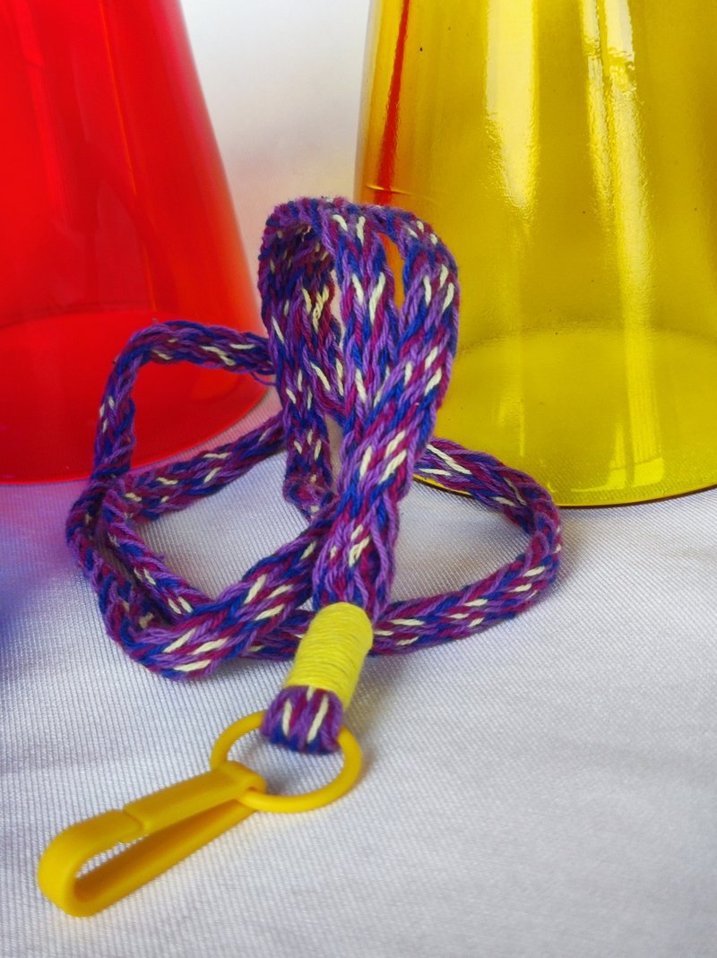 cotton hand woven lanyard - night night - เชือก/สายคล้อง - ผ้าฝ้าย/ผ้าลินิน สีม่วง