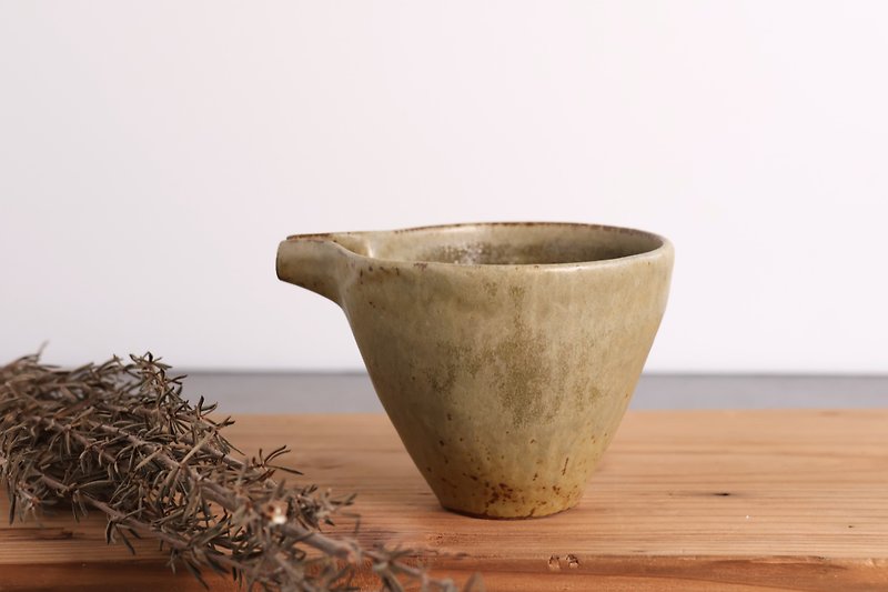 古樸棕綠灰茶盅 - 茶壺/茶杯/茶具 - 陶 
