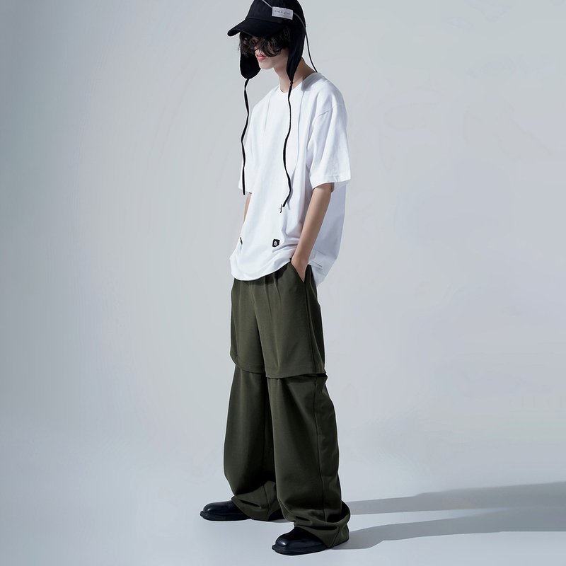 side opening floor trousers - กางเกงขายาว - ไนลอน สีเขียว