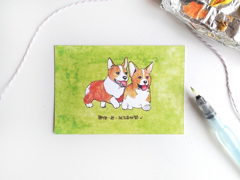 【Animal Series】Corgi Bros Postcard - Cards & Postcards - Paper Green