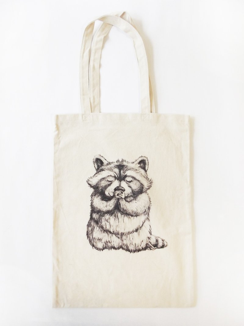 Prayer of the raccoon--environmental carrying bag - Messenger Bags & Sling Bags - Cotton & Hemp White