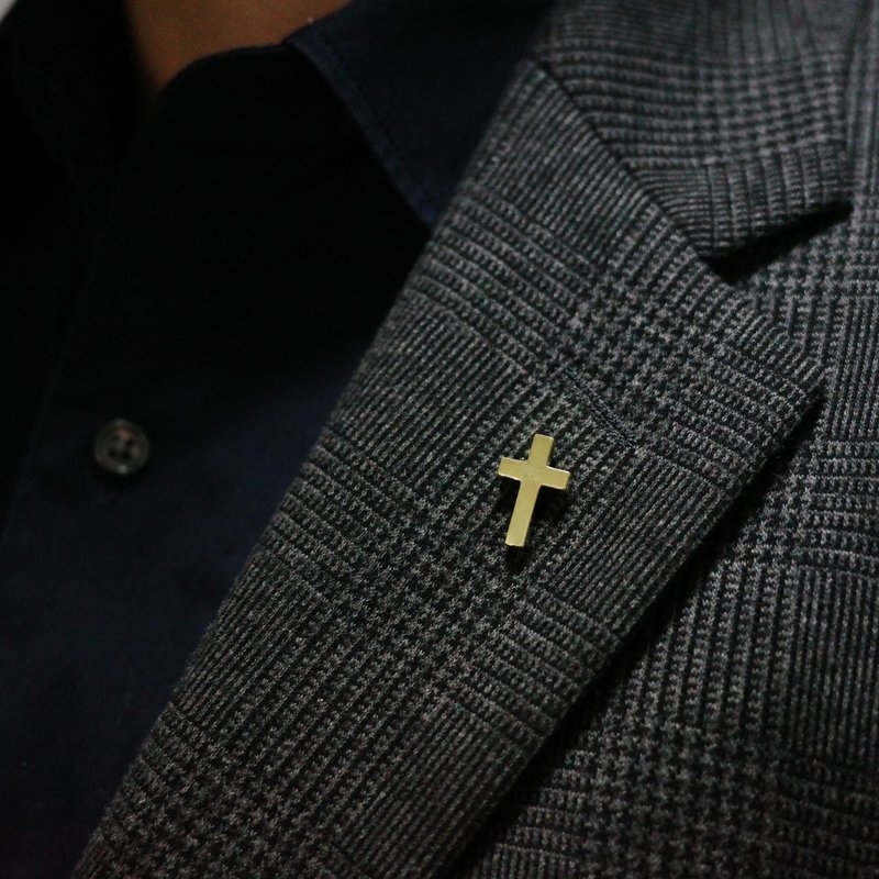 Confession - 925 Sterling Silver & Brass Cross Brooch | Christian Gift - เข็มกลัด - เงิน 