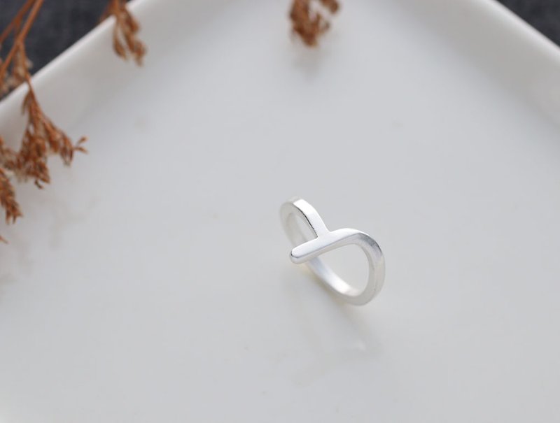 ni.kou sterling silver square shape ring single ring male ring female ring tail ring (two optional) - แหวนทั่วไป - โลหะ 