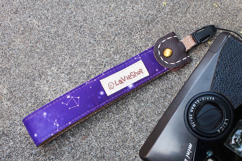 點點星空(紫色) 25mm手工 相機背帶/手腕帶 小相機/底片機 - 其他 - 棉．麻 紫色