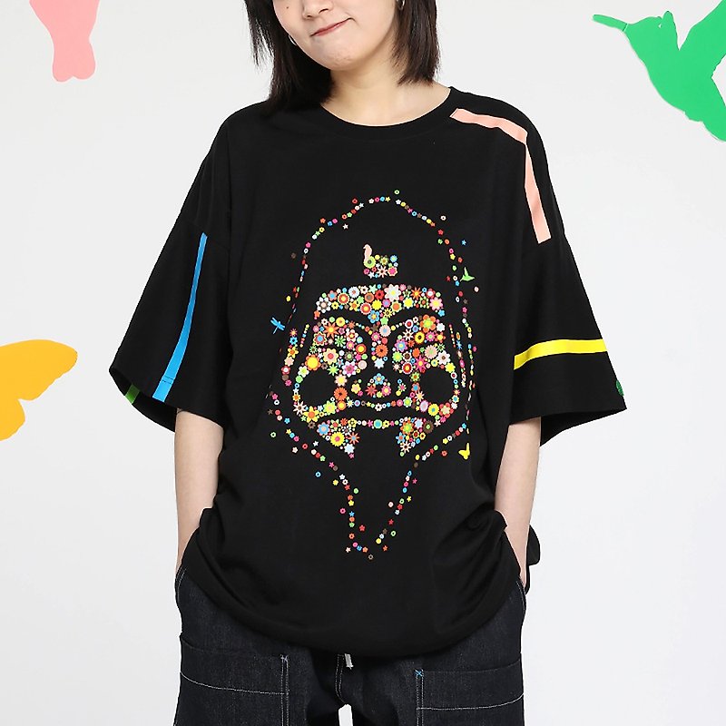 New Spring Flower Shopkeeper Wide T-shirt Black Short Sleeve Loose Oversize Neutral Mother's Day Free Shipping - Women's T-Shirts - Cotton & Hemp Black
