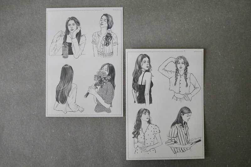 byumee's girls stickers ver. 3 - 貼紙 - 紙 白色