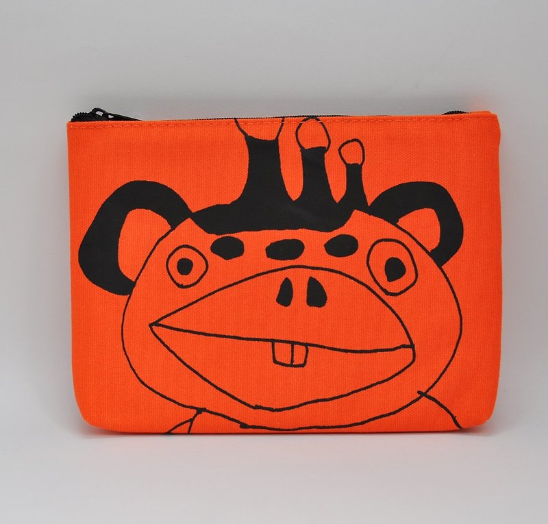 [Swimmy Design Lab] Japan's classic cartoon series - Superman BOOSKA Boscard monster makeup bag / storage bag / A6 finishing package (Orange) - Toiletry Bags & Pouches - Cotton & Hemp Orange
