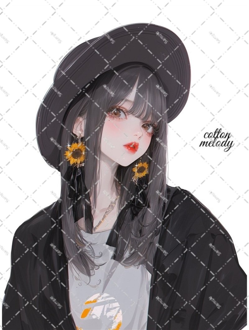 original sticker no.6118 人物ステッカー オリジナルステッカー 人物ステッカー 女の子ステッカー オリジナル人物ステッカー - 貼紙 - 紙 