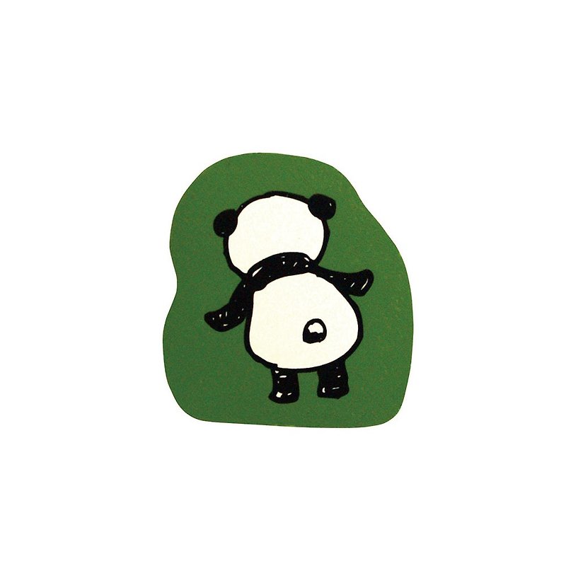 【KODOMO NO KAO】Back view of panda wood seal - Illustration, Painting & Calligraphy - Wood 