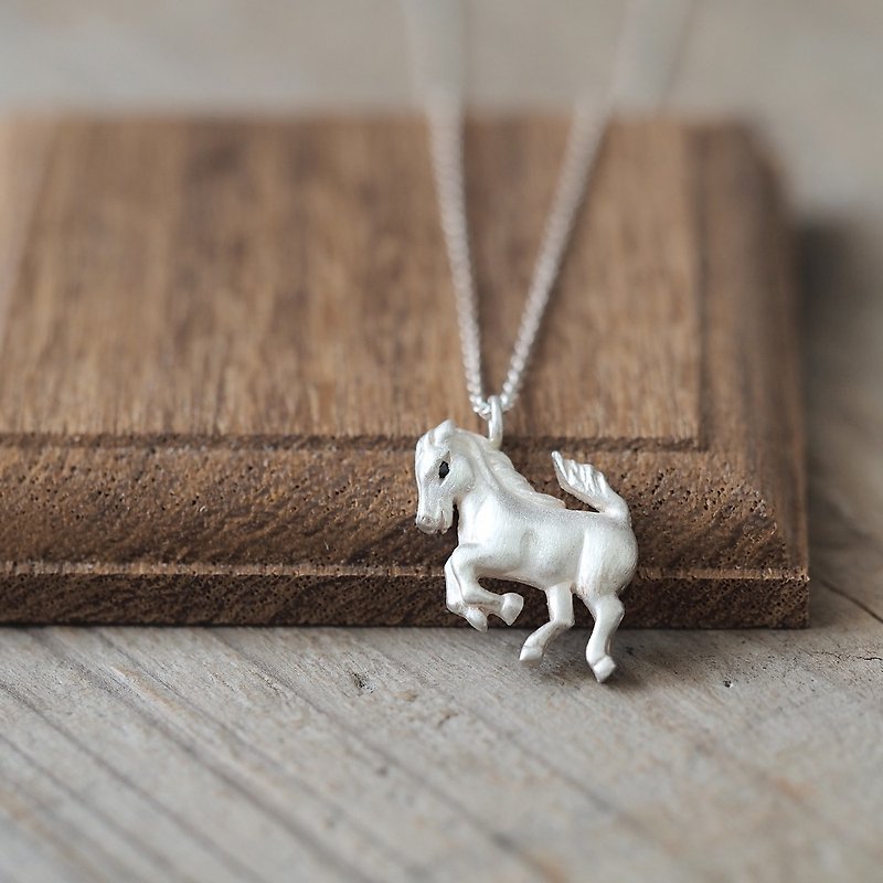 Horse Horse Necklace Silver 925 - สร้อยคอ - โลหะ สีเงิน