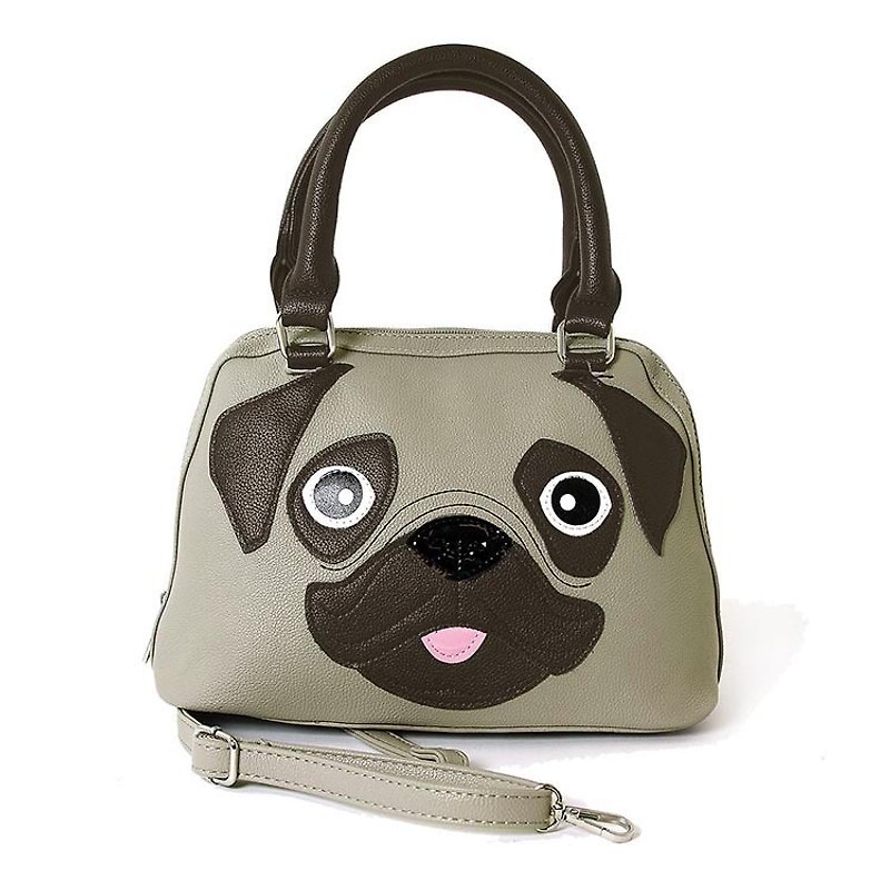 Cute mink dog / Bago dog childlike style handbag / shoulder bag - Cool Le Village - กระเป๋าแมสเซนเจอร์ - หนังเทียม สีเทา