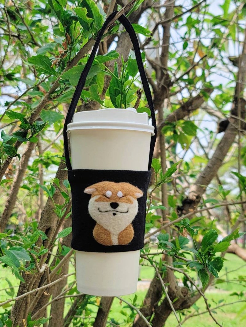 Handmade wool felt-Shiba Inu drink bag - เย็บปัก/ถักทอ/ใยขนแกะ - ขนแกะ 