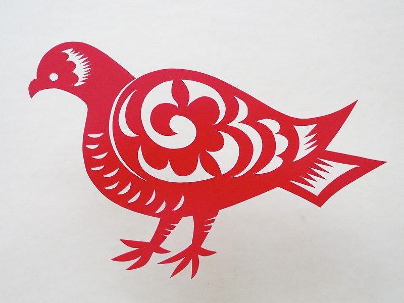 Cut paper / pigeon (one bird) - งานไม้/ไม้ไผ่/ตัดกระดาษ - กระดาษ สีแดง