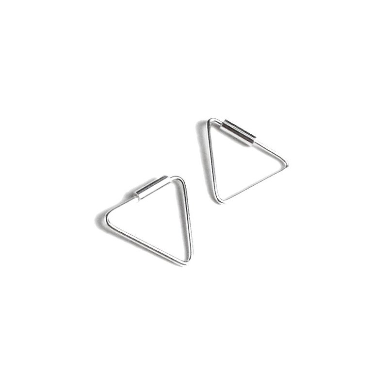 瘋狂幾何 | 極簡(小)三角形幾何925純銀線耳針耳環 - 耳環/耳夾 - 純銀 銀色