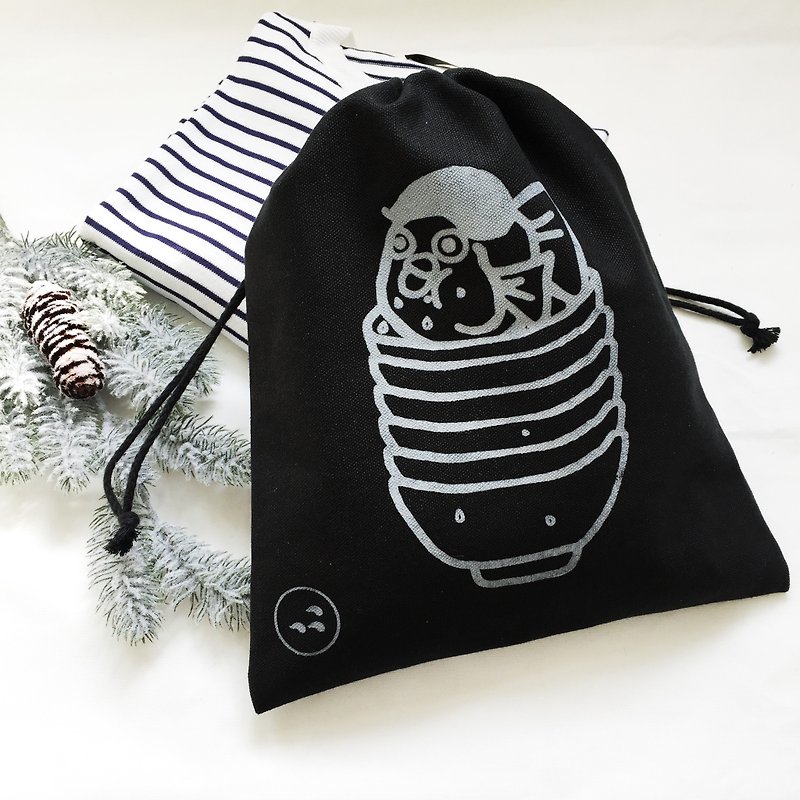 Traveling with a black drawstring bag - beep child - Toiletry Bags & Pouches - Cotton & Hemp Black