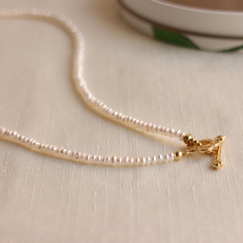 Jenga Baroque Pearl Necklace Natural Freshwater Pearls Simple and Versatile - สร้อยคอ - ไข่มุก 