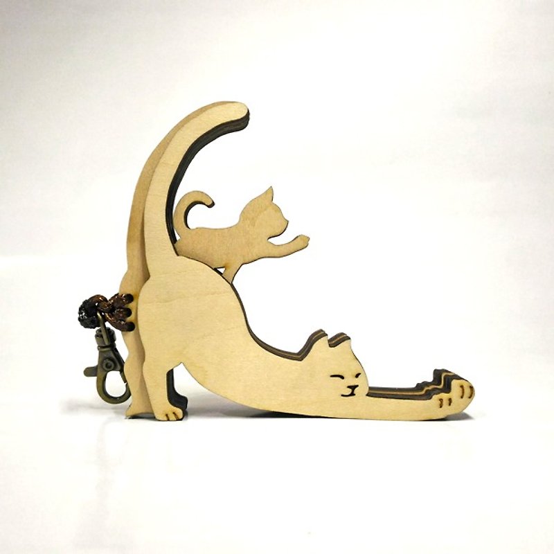 Cat Stretching Mobile Phone Holder-A Satisfaction for Cure, Education and Drama - Phone Stands & Dust Plugs - Wood 