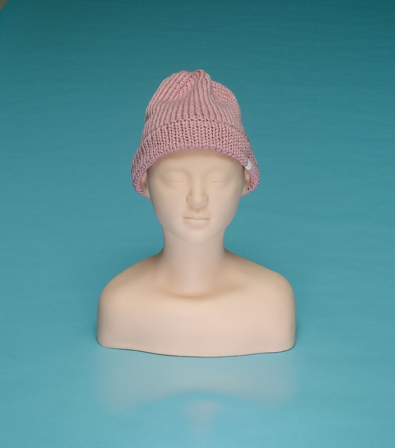 Plain - Light OTB006 Hand-knitted Cap - Hats & Caps - Cotton & Hemp Pink