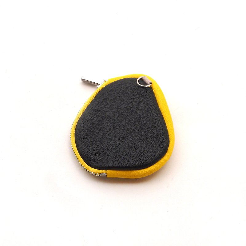 goatleather wallet5#black x beige x yellow/coin purse/koishi_5 - กระเป๋าใส่เหรียญ - หนังแท้ หลากหลายสี