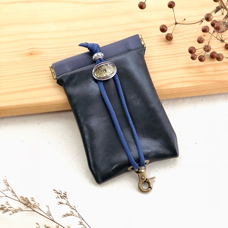 Spliced ​​free shrapnel key case - key / key bag / storage / key case - Keychains - Genuine Leather Black