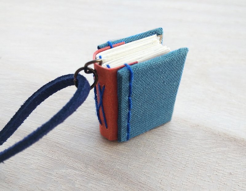 Mini Book Necklace, with deepblue faux suede cord