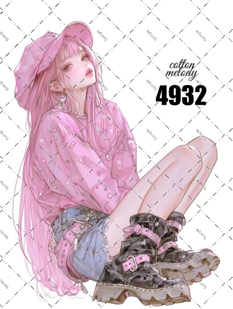 original sticker no.4932 人物ステッカー オリジナルステッカー オリジナル人物ステッカー 装飾ステッカー cotton melody - 貼紙 - 紙 