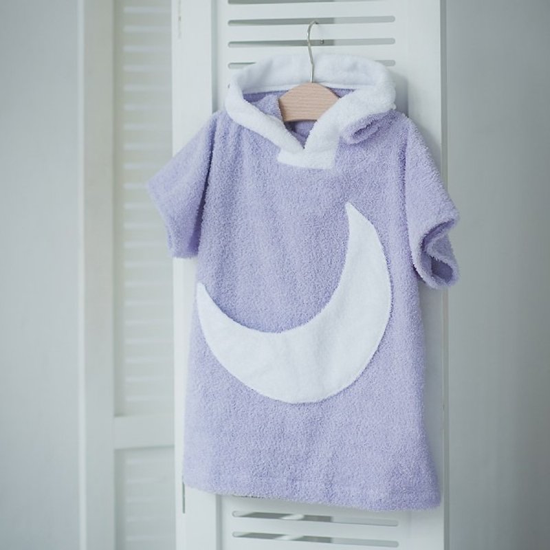 Purple bath robe with white moon pocket for kids - Other - Cotton & Hemp Purple