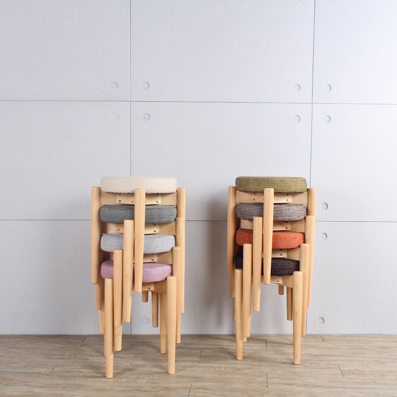 北欧レトロ9色小丸布スツール/ウッドカラー脚 - 椅子・ソファー - 木製 