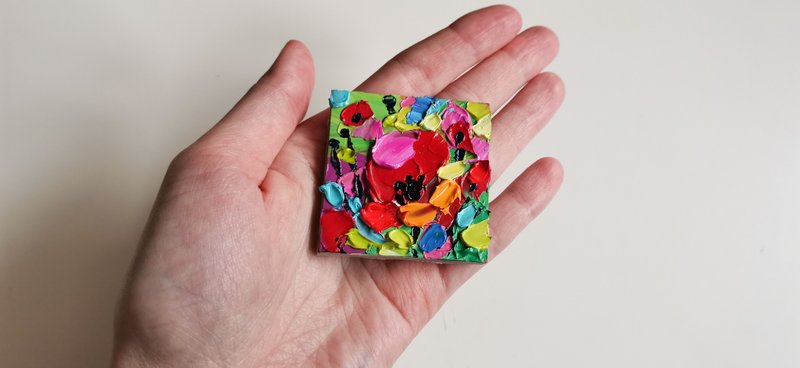 罂粟花 花卉掛畫 油畫原作 Original Art 油畫 Flowers 掛畫 Oil Painting Artwork Verafe - 海報/掛畫/掛布 - 壓克力 紅色
