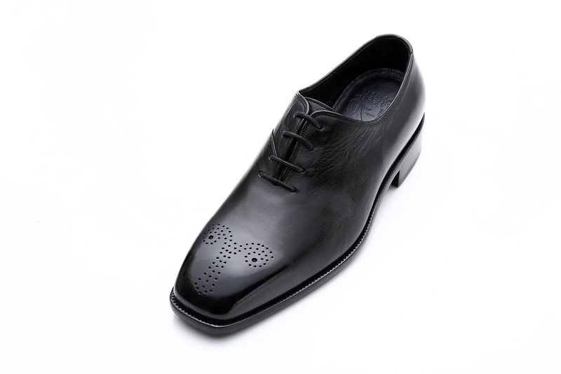 Carved Oxford shoes-Carved Oxford shoes, gentleman shoes, leather shoes, leather shoes - รองเท้าอ็อกฟอร์ดผู้ชาย - หนังแท้ สีดำ