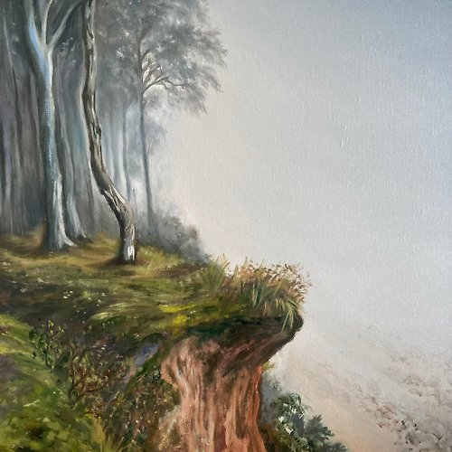 Landscape original painting on canvas, Round painting, Forest painting,  Road art - Shop Anna-Forest-Art Wall Décor - Pinkoi