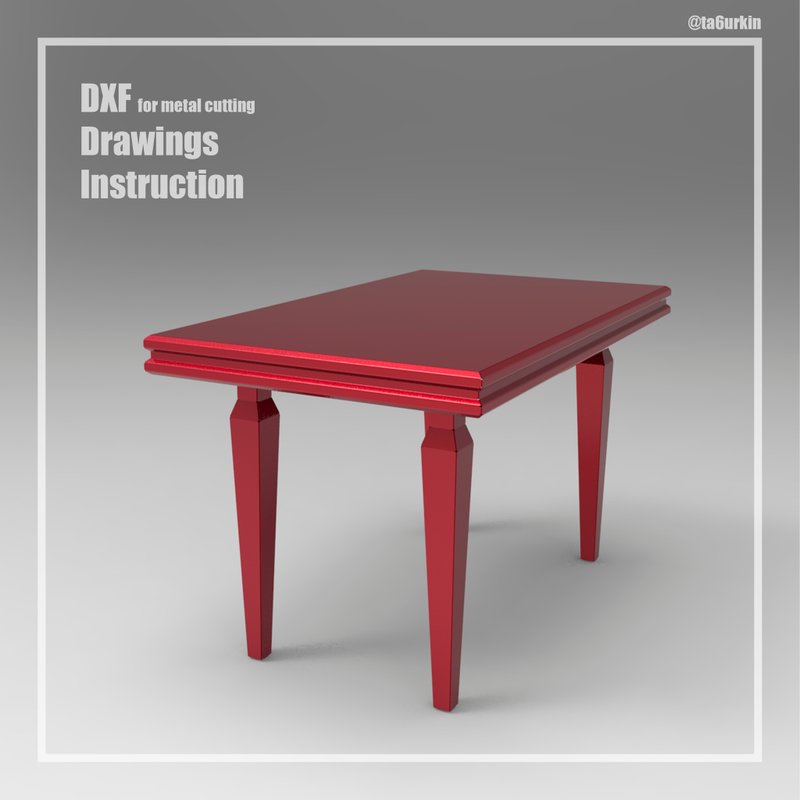 Welding Project Plans Drawings Classic Table (DXF, PDF) - 圖文模板設計 - 其他材質 