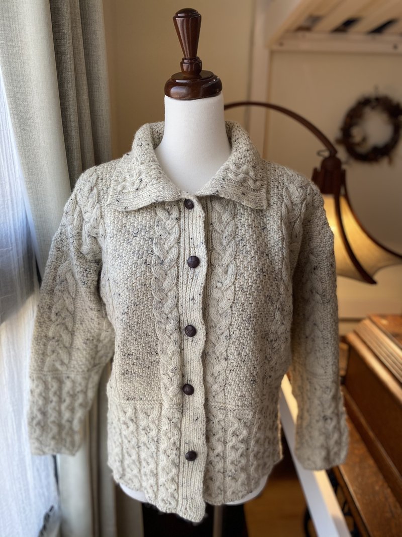 Mélange Wool Vintage Sweater Jacket - Women's Sweaters - Wool Gray