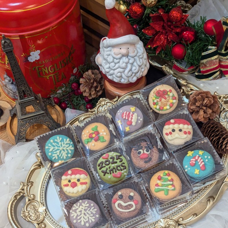 【幸福預兆】交換禮物 手工彩繪法式馬卡龍12入透明盒獨立包裝 - 蛋糕/甜點 - 新鮮食材 