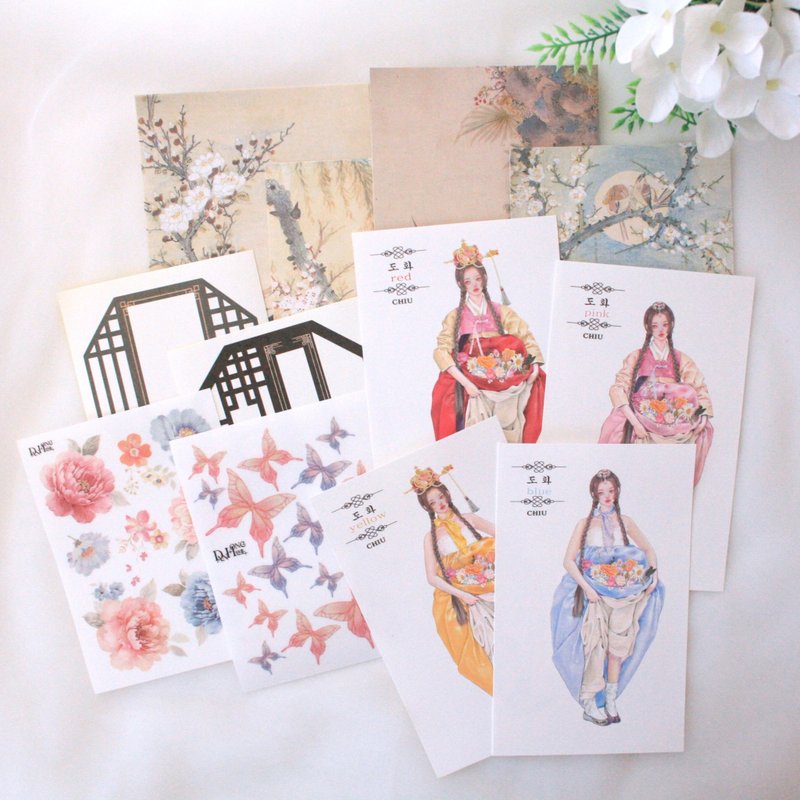 Oriental girl sticker pakage_flower perfume - สติกเกอร์ - กระดาษ 