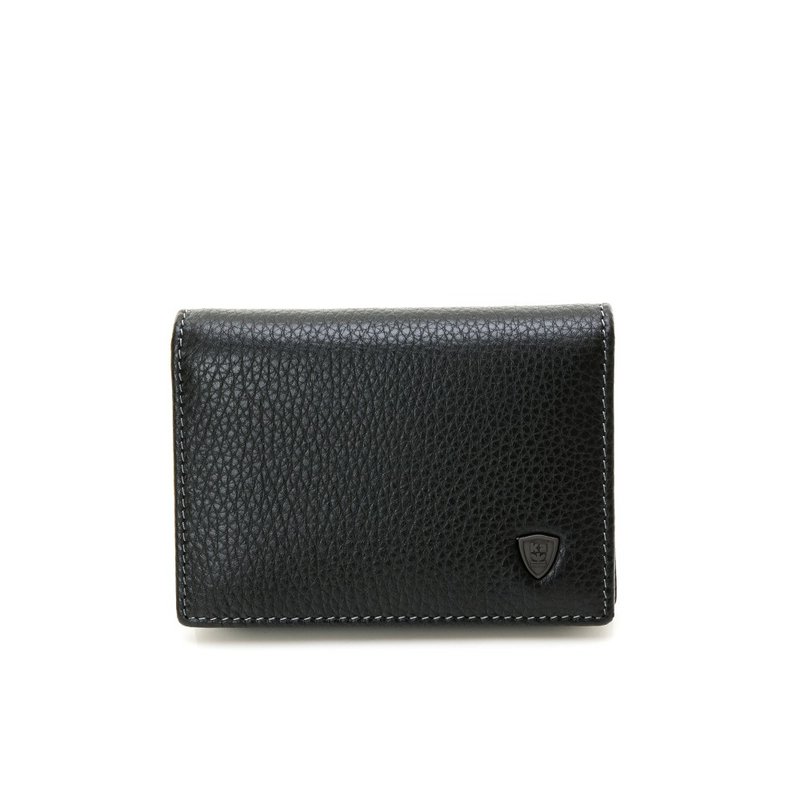 【Kim Anderson】Owen Leather Horizontal Business Card Holder-Mystery Black - Wallets - Genuine Leather Black